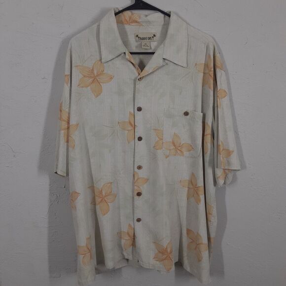 Paradise Coves Adult Mens 2XL XXL 100% Silk Hawaiin Floral Shirt - Picture 1 of 8